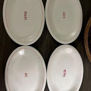 Rae Dunn White Oval Ceramic Plates Set
